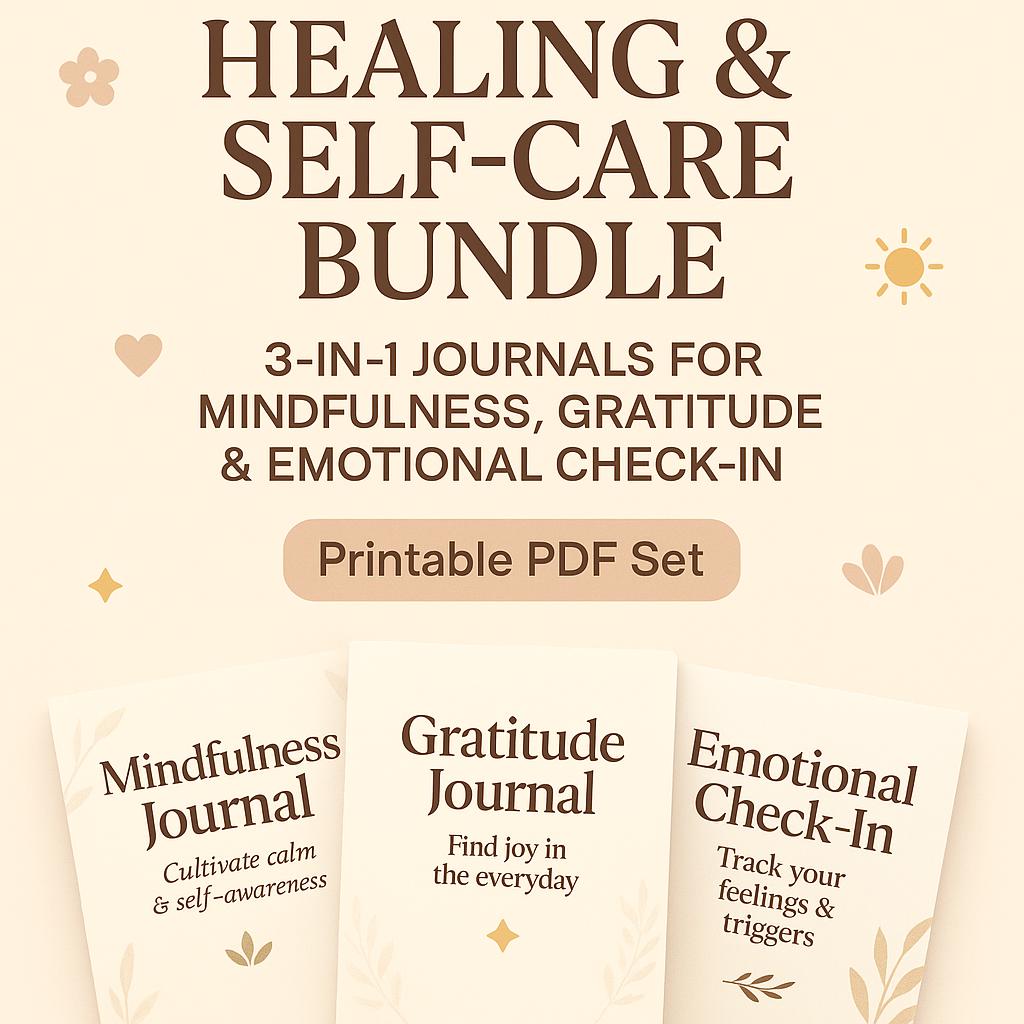 3-in-1 Daily Balance Bundle: Gratitude, Mindfulness & Emotional Check-In Printable Journals