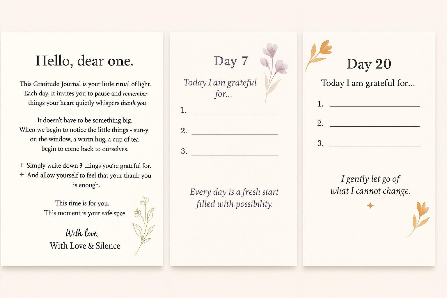 30-Day Gratitude Journal: Digital Printable PDF for Daily Reflection, Mindfulness & Self-Care
